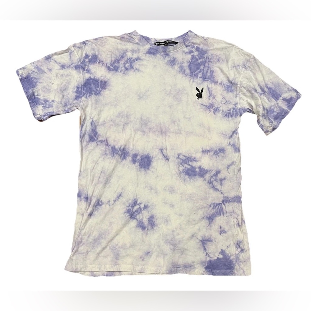 Playboy x Missguided T-Shirt Men's Size Large Purple White Tie Dye Logo Tee‎